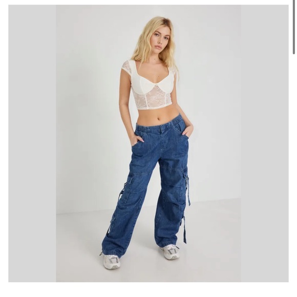 Garage denim cargo pants with straps - Picture 3 of 9